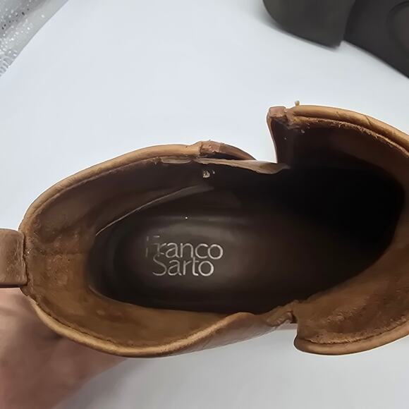 Franco Sarto Women's Leather Hyla Side Zip Chelsea Ankle Booties Brown Size 9M - Picture 10 of 10